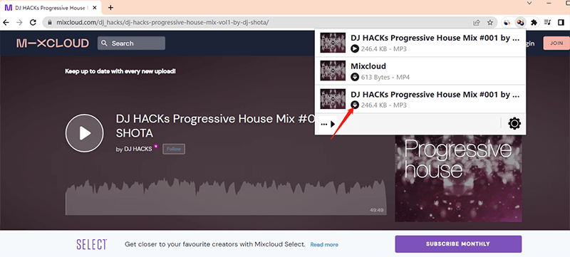 mixcloud downloader chrome